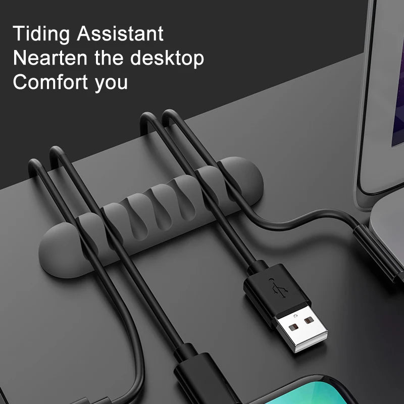 Smart Cable Holder Silicone Flexible Cable Winder Cord Management Clip Wire Organizer for USB Headphone Earphone Network Cable