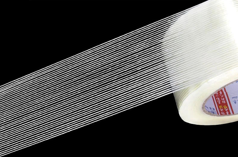25m/50m Strong Glass Fiber Tape Transparent Striped Single Side No Trace Adhesive Tape Industrial Strapping Packaging Fixed Seal