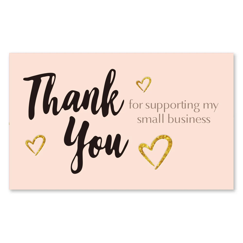 30 Pcs/pack Thank You Card Foil Gold Card Thank You For Your Supporting My Small Business Card Small Shop Gift Decorative Card