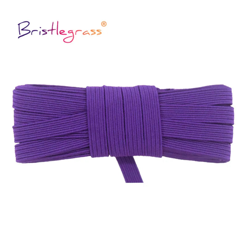 BRISTLEGRASS 2 5 10 Yard Flat Skinny Elastic Cord 1/4" 6mm Latex Rubber Bands Stretch String Notebook Ear Loop Dress Sewing Trim
