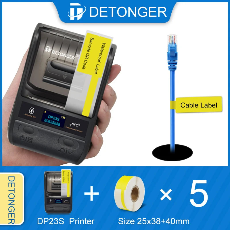 DETONGER DP23S Barcode QR Code Clothes Jewelry Price Tag Printer Android iOS Bluetooth Connection PC Printer