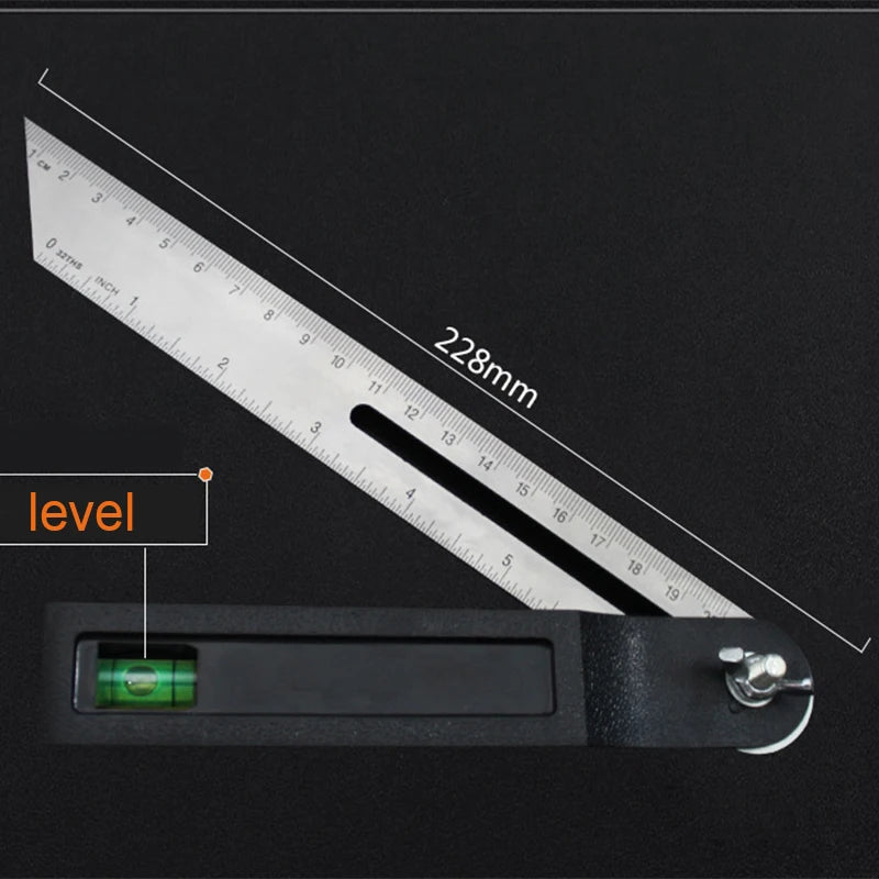 0-22/0-27cm Sliding Angle Ruler T Bevel Hardwood Handle Rotatable Engineer Ruler Plastic Handle Wooden Marking Gauge Protractor