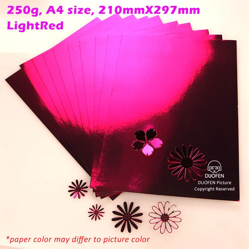 DUOFEN craft paper shining color golden gilded mirror suface A4 250g for DIY papercraft projects Scrapbook Paper Album