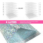 10PCS Holographic Metallic Bubble Mailer Laser Gift Bags Glamour Colorful Foil Bubble Envelopes Padded Shipping Mailing Envelope
