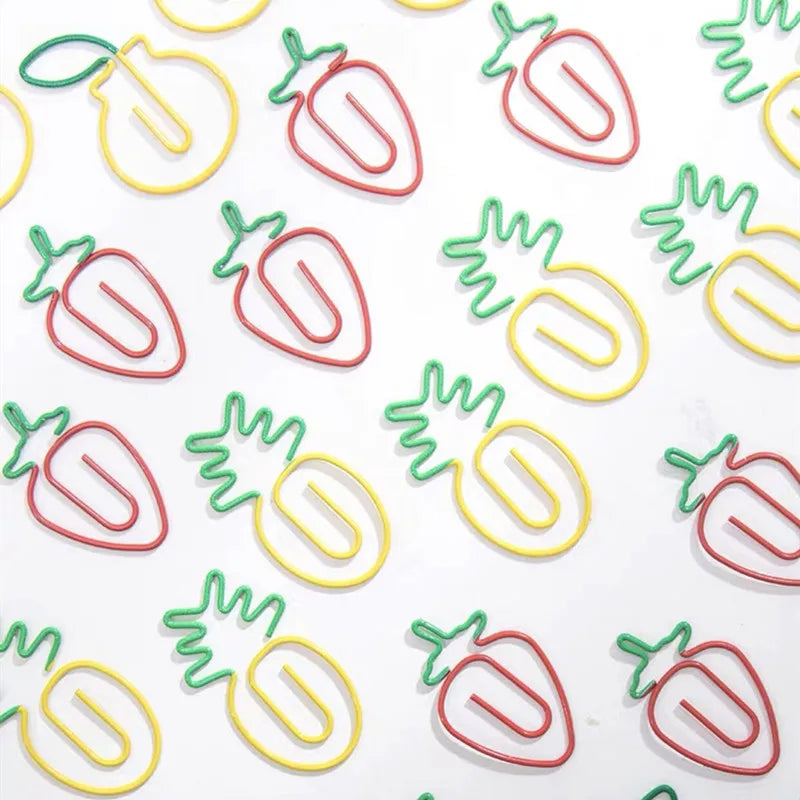 MINKYS Kawaii 10pcs/lot Strawberry Lemon Carrot Metal Paper Clip Christmas Song Decorative Bookmark Binder Clips Stationery