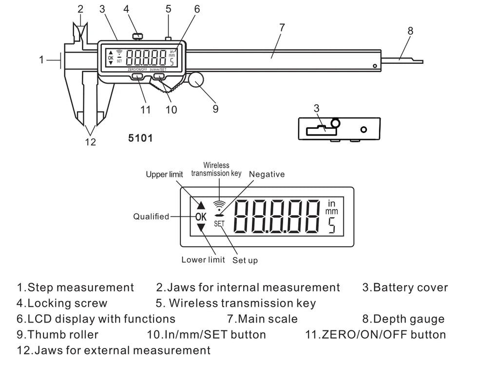 SHAHE Large Screen Digital Caliper 150/200/300mm Stainless Steel Calipers Measuring Tool Electronic Micrometer Caliper