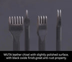 WUTA Leather Craft Chisel Hole Punch Tools 4mm 1+2+4+6 Set Diamond Point Black Pricking Iron Leather Stitching Tools