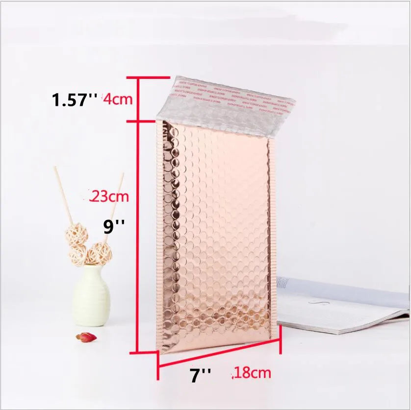 50pcs Rose Gold Poly Bubble Mailer Envelopes Aluminum Foil Padded Envelopes Self Seal Bubble Shipping Mailer Bags