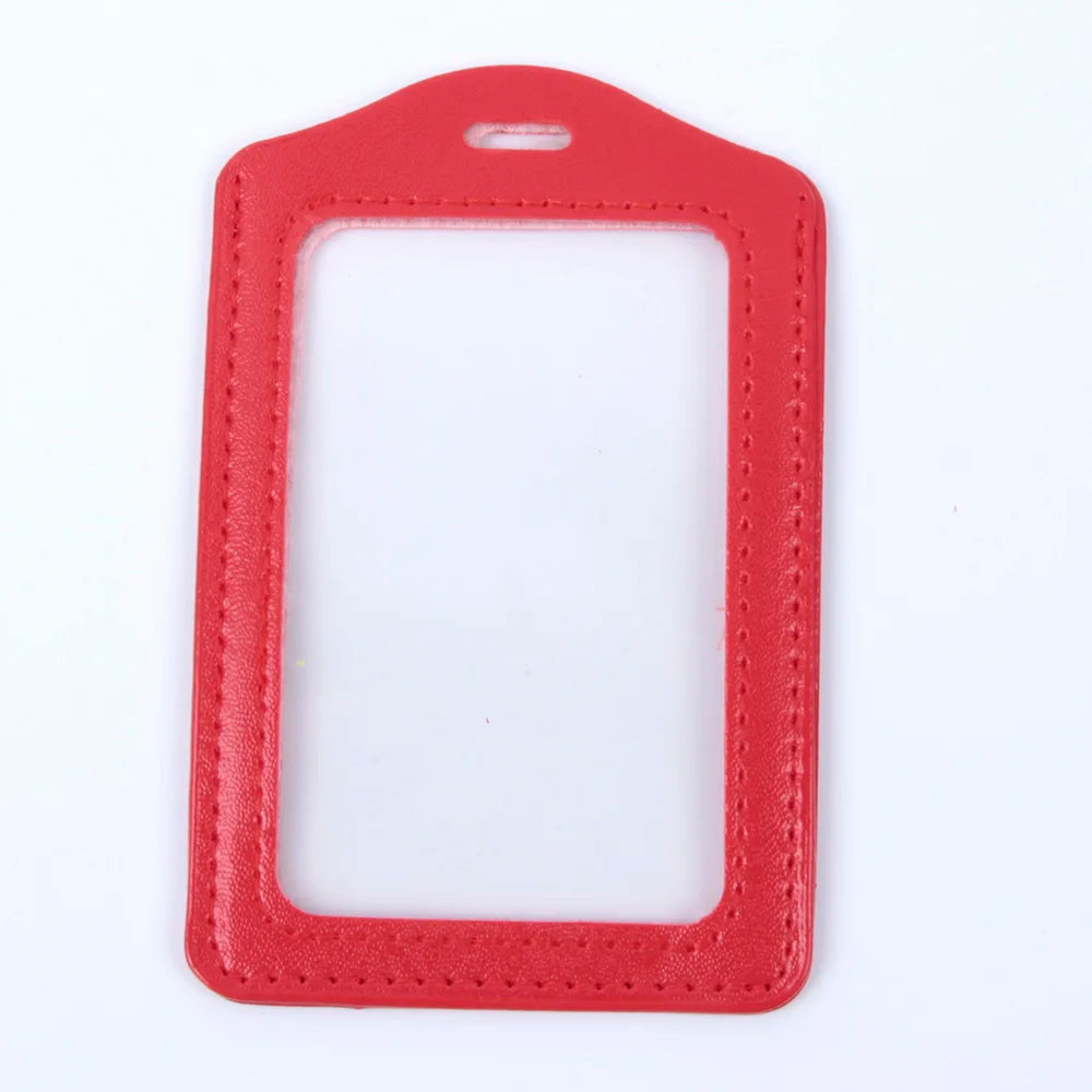 Pu Leather Card Holders Id Badge Case Clear And Color Border Lanyard Holes Bank Credit Id Badge Holders Accessories Wholesales