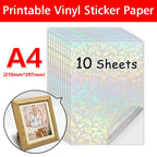 10Sheets Transparent Printable Vinyl Sticker Paper Waterproof A4 Self-Adhesive Copy Paper For Inkjet Printer to DIY Labels Craft