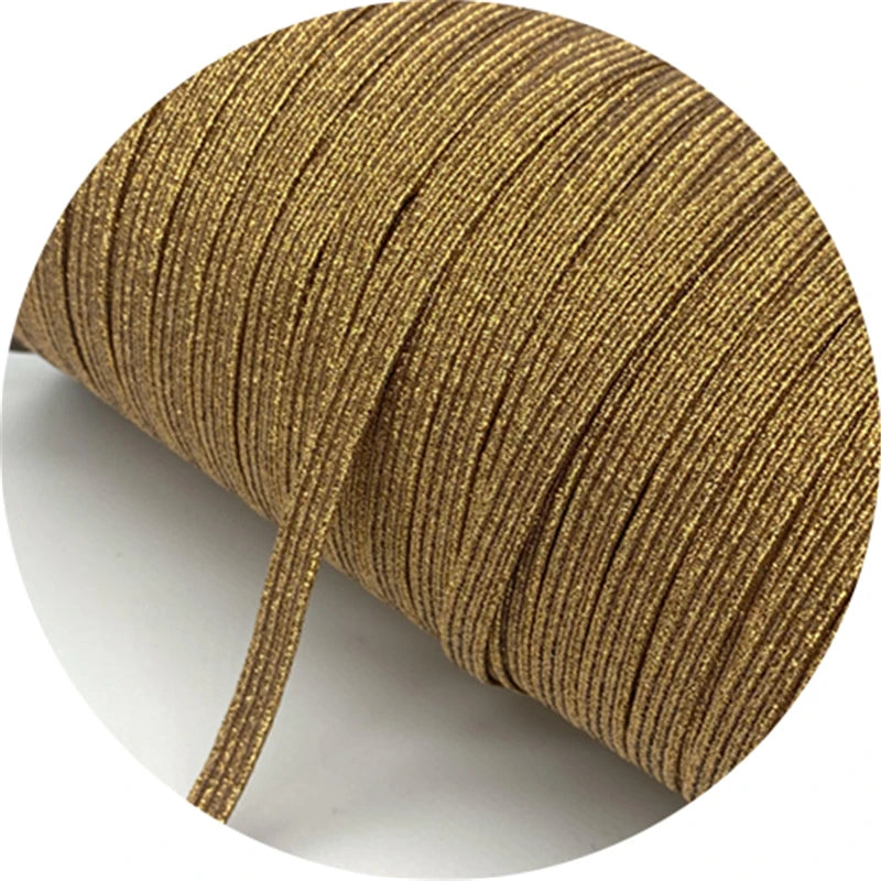 5yards/Lot 6mm Glitter Elastic Ribbon Sewing Elastic Band Fiat Rubber Band For Waist Band Stretch Rope DIY Mask Lanyard