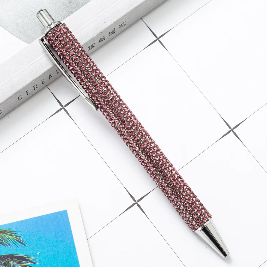 Ballpoint Pen Luxury Rhinestone Cute Wedding Rose Gold Metal Stationery School Office Supply High Quality Pens