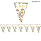 Pink Gold Animal Wild One Birthday Party Tableware Set Forest Decoration One Birthday Jungle Safari Party Supplies