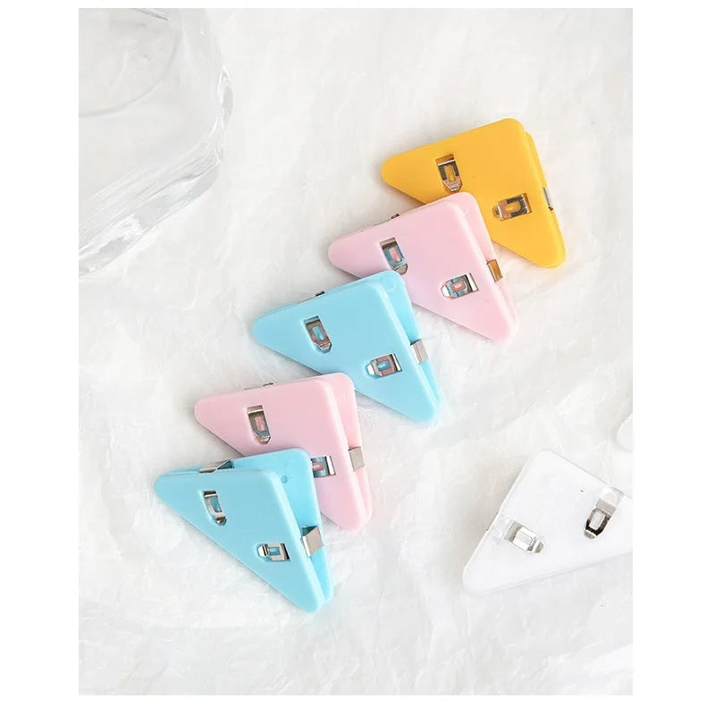 5pcs Mini Color Corner Clips Set Transparent & Solid Colorful Page Holder Paper Clip Clamp File Index Photo Office School A6692