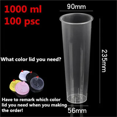 100PCS Plastic Cups With Dome Lids for Iced Cold Drink Coffee Tea Smoothies Sodas Water Party Disposable Tableware dessert cups