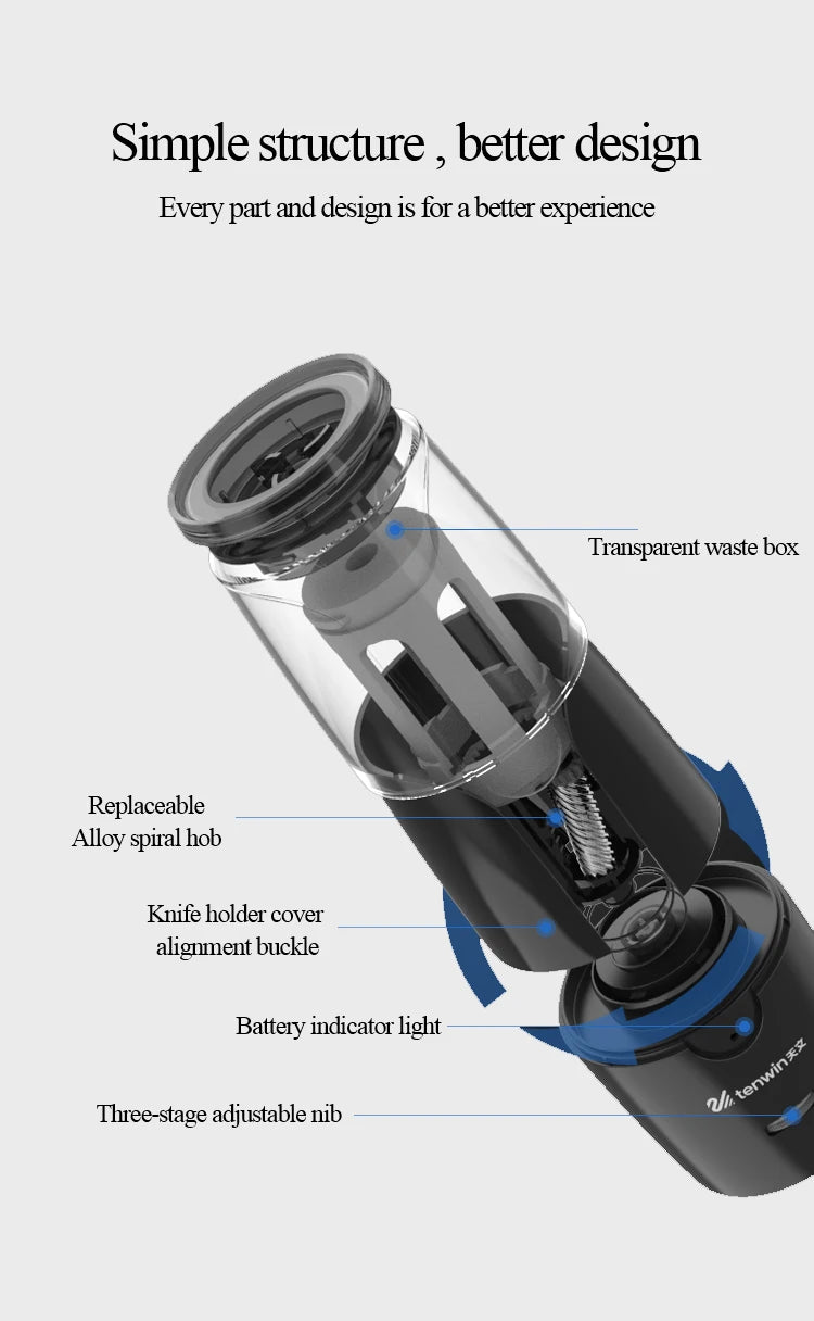 Tenwin 8028 Electric Pencil Sharpener Automatic Mechanical Pencil Sharpener Thick/Fine Nib/Tip Adjustable Student Sketch Drawing