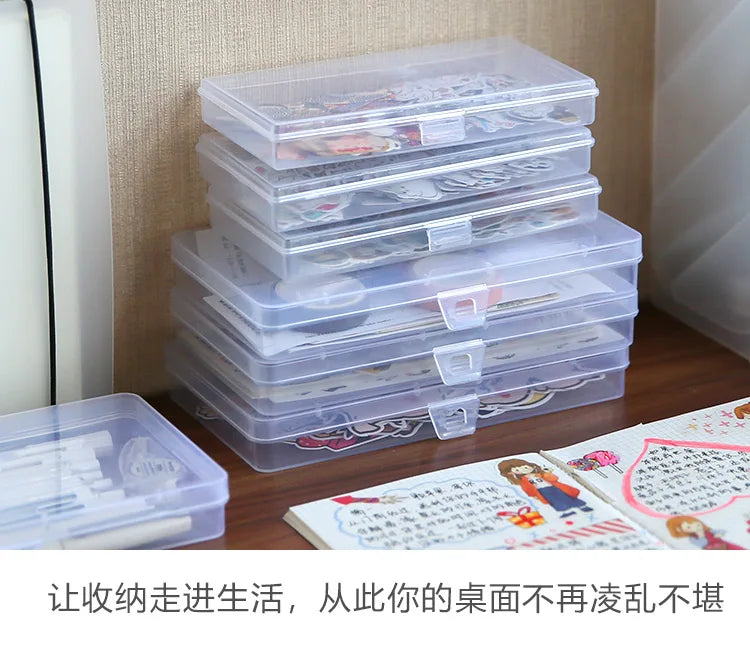 1 PC Stationery Stickers Plastic Storage Box Organizer Container Art Tool Case for Craft Desktop