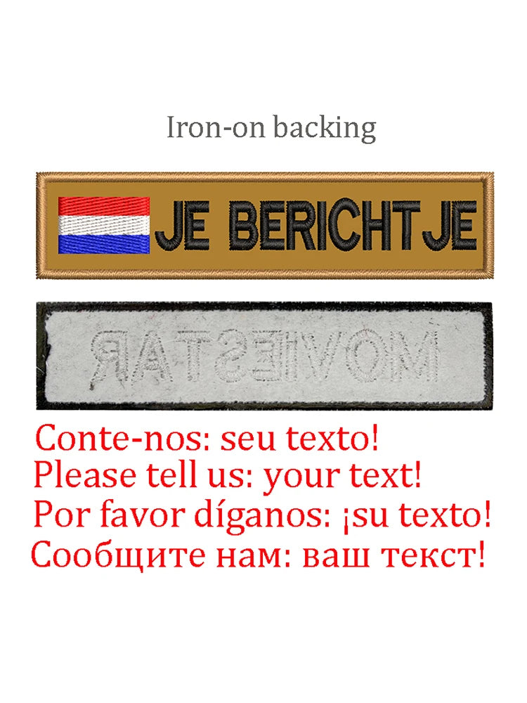 Embroidery Custom Patch  Hook And Loop Backing Iron On Sewing ID Tag Name Stripes For Clothing Dog Collar Harness Backpacks Hat