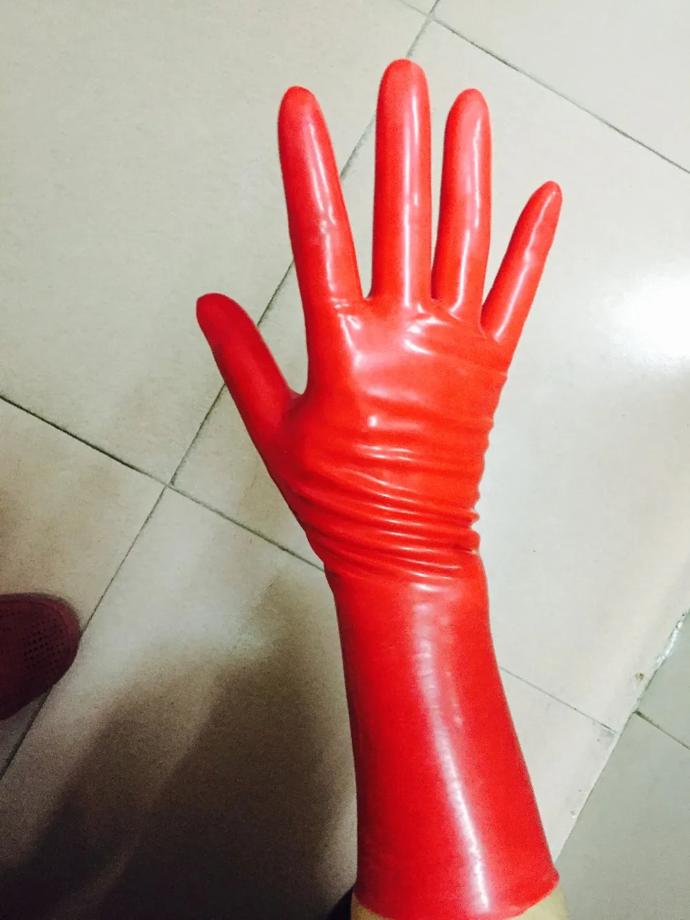 Sexy Black Latex Short Gloves Wrist Length for Women and Men Customize