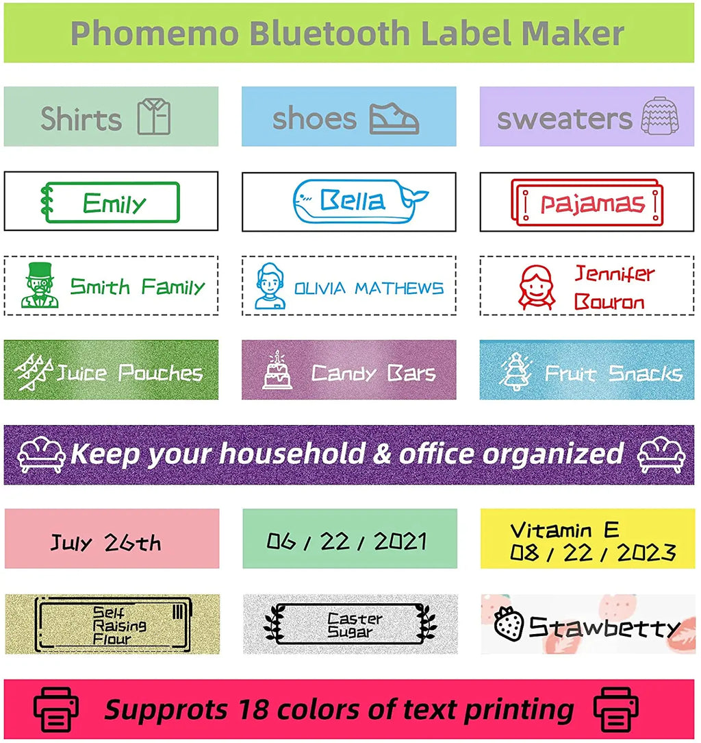 Phomemo P12 Label Maker with Tape Mini Label Printer Machine for Stain Ribbon Portable Bluetooth Label Printer Best Gift