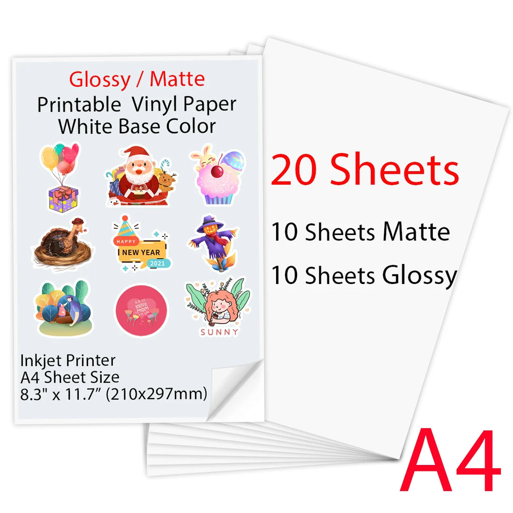 10-100 Sheets A4 self-adhesive Matte Printable Vinyl Sticker Paper for Inkjet printer DIY Crafts Copy Paper Inkjet Printer Paper
