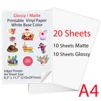 10-100 Sheets A4 self-adhesive Matte Printable Vinyl Sticker Paper for Inkjet printer DIY Crafts Copy Paper Inkjet Printer Paper