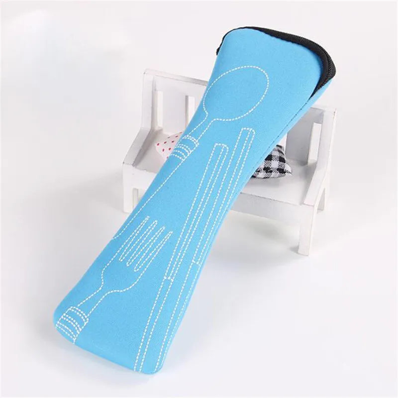 Portable Tableware bag cutlery bag Dinner Set Travel packaging storage box Dinnerware picnic fork spoon bag Organize with Zipper