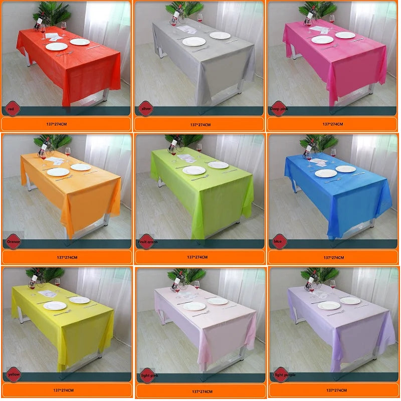 1pc 137*274cm Birthday Party Blue Pink Plastic Table Cover Girl Shower Party Supplies Disposable Table Cloth Wedding Decorations
