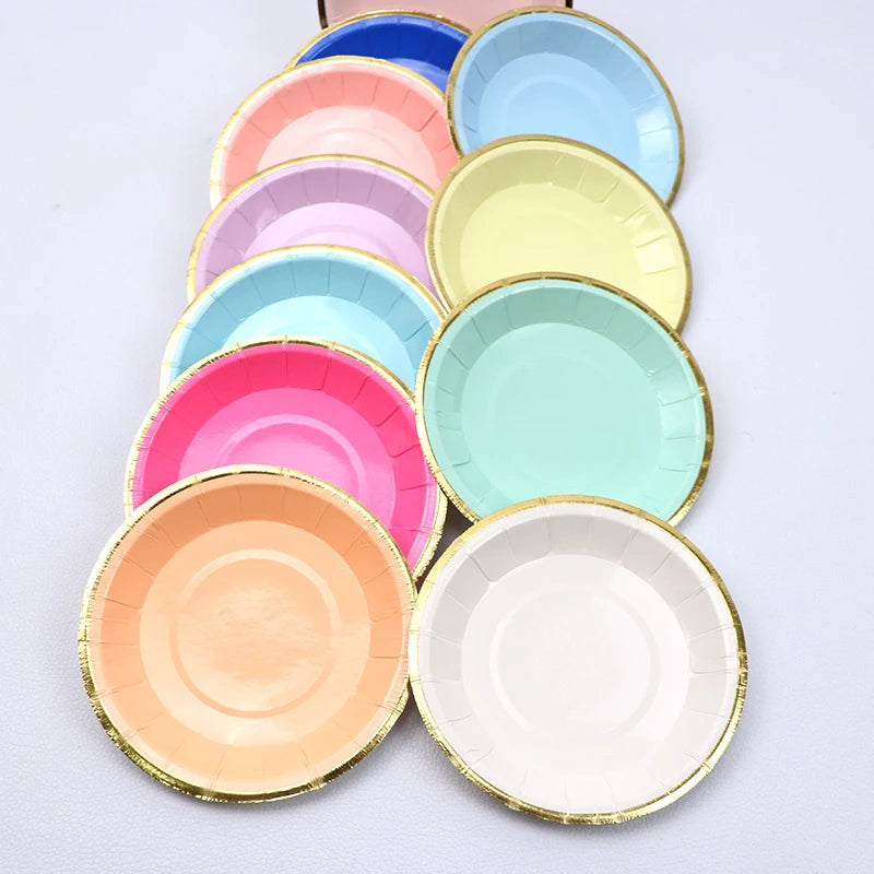 10cm Mini Plate Party Paper Plates Disposable Tableware Birthday Party wedding Decor kids Party Supplies Pink Small Plates 8pcs