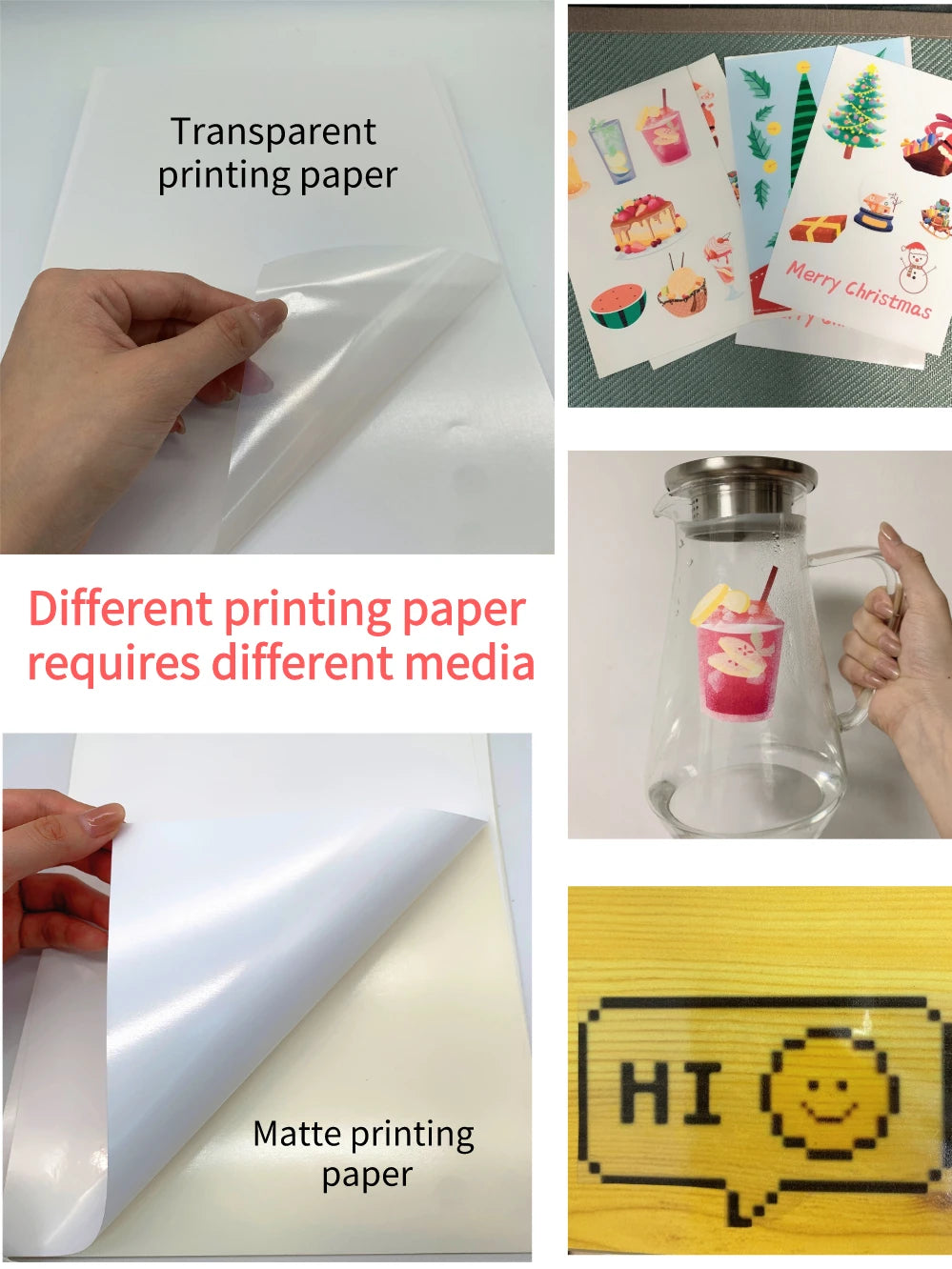 10/50pcs Waterproof sticker paper A4 Laser Inkjet Printer Paper White Glossy Transparent  Self Adhesive Sticker Label Copy Paper