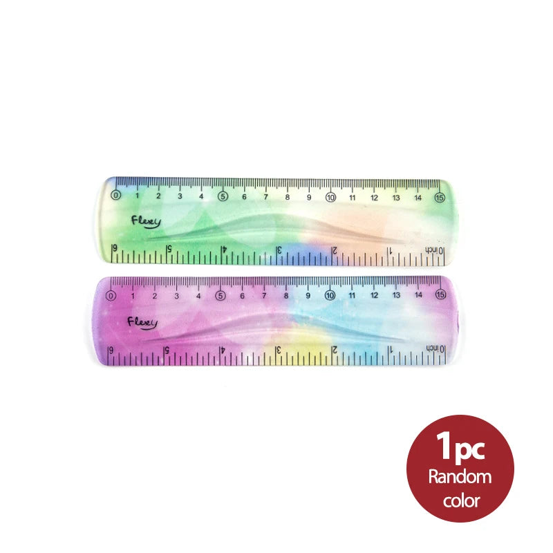 Colourful Student Flexible Ruler, Inch And Metric, 30 Cm/12 Inch, 20 Cm/8 Inch, 15 Cm/6 Inch, Random Colors Student Stationary