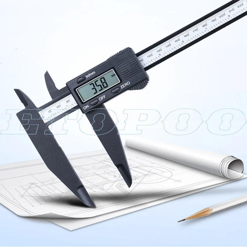 150mm 200mm 300mm 0.1mm Digital Electronic Vernier Caliper Jaw Long Plastic Digital Caliper Micromete DIY Measuring Tools