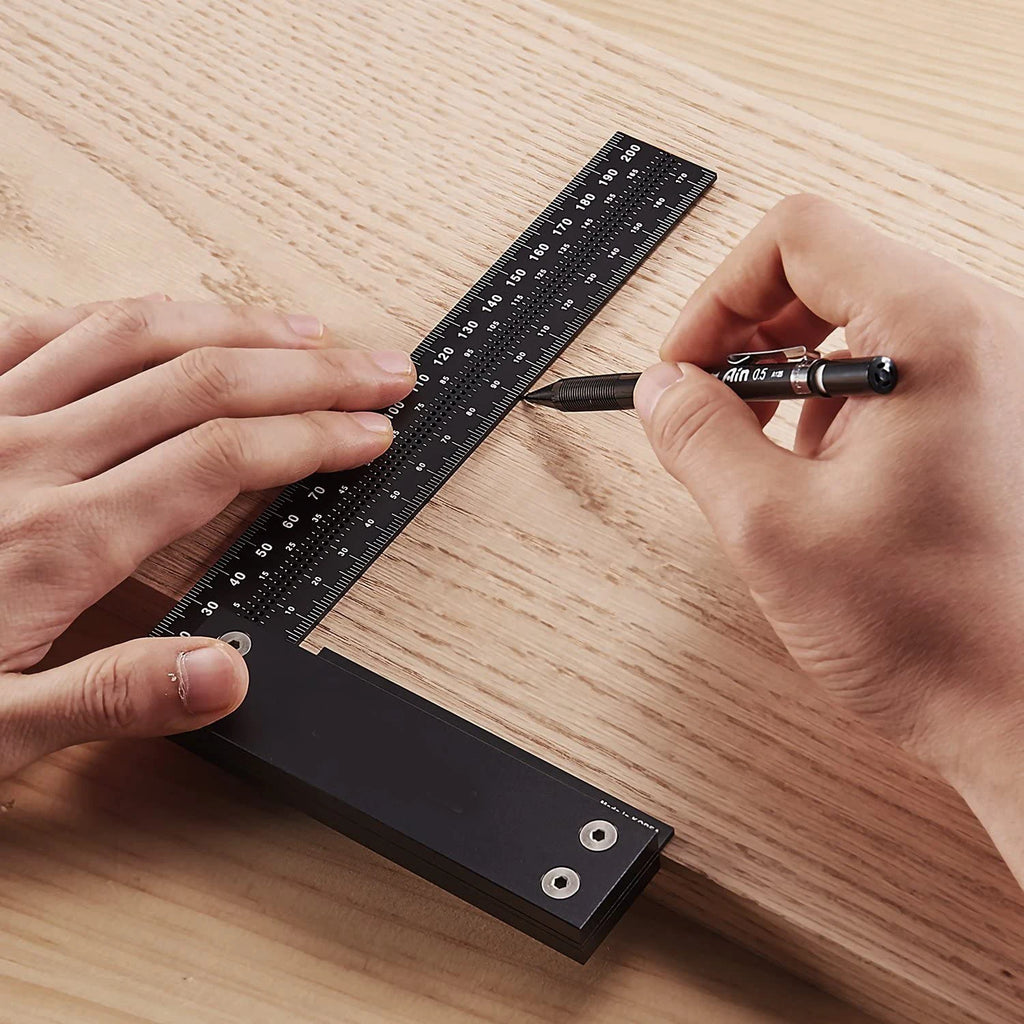 Precision Aluminum Square Ruler 200mm Guaranteed T Speed Measurements Ruler for Measuring and Marking Woodworking Carpenters
