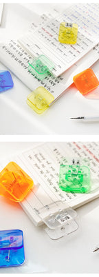 5pcs Candy Mini Square Clips Transparent & Solid Color Page Holder Paper Clip for Memo File Magazine Household A6794