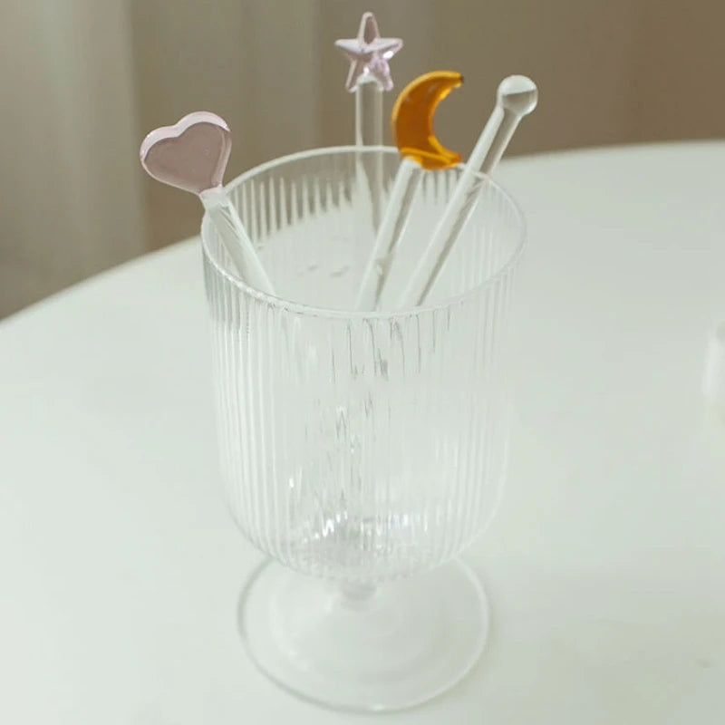 Glass Stirring Rod Moon Star Shape Stir Bar Coffee Cocktail Mixing Sticks Home Party Transparent Aesthetic Cocktail Muddler