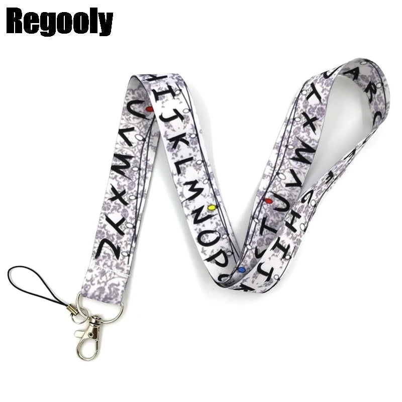 Letters Anime Lanyard Badge Holder ID Card Lanyards Mobile Phone Rope Key Lanyard Neck Straps Keychain Key Ring