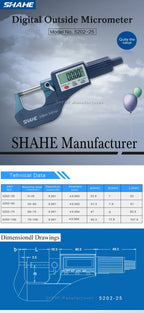 0.001 MM Electronic Outside Micrometer 0-25 MM With Extra Large LCD Screen Digital Micrometer Electronic Digital Caliper Gauge