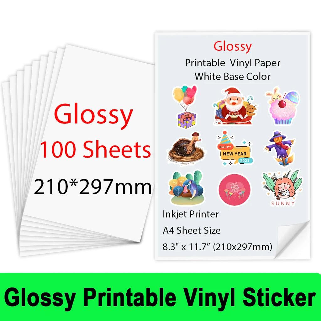 10-100 Sheets A4 self-adhesive Matte Printable Vinyl Sticker Paper for Inkjet printer DIY Crafts Copy Paper Inkjet Printer Paper