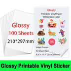 10-100 Sheets A4 self-adhesive Matte Printable Vinyl Sticker Paper for Inkjet printer DIY Crafts Copy Paper Inkjet Printer Paper