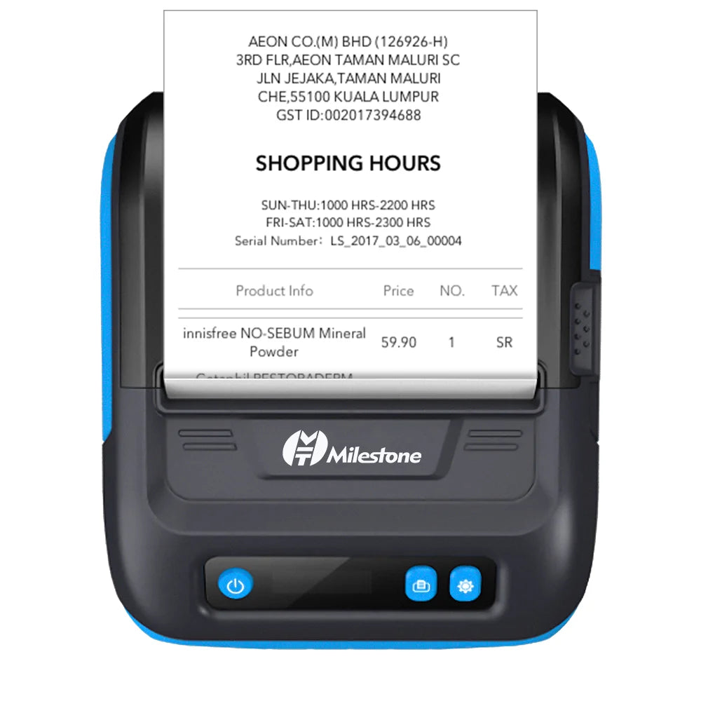 Milestone 80mm 2inch Wireless Bluetooth Thermal  Receipt Printer Receipt Label Maker Portable Sticker Label Printer Portable