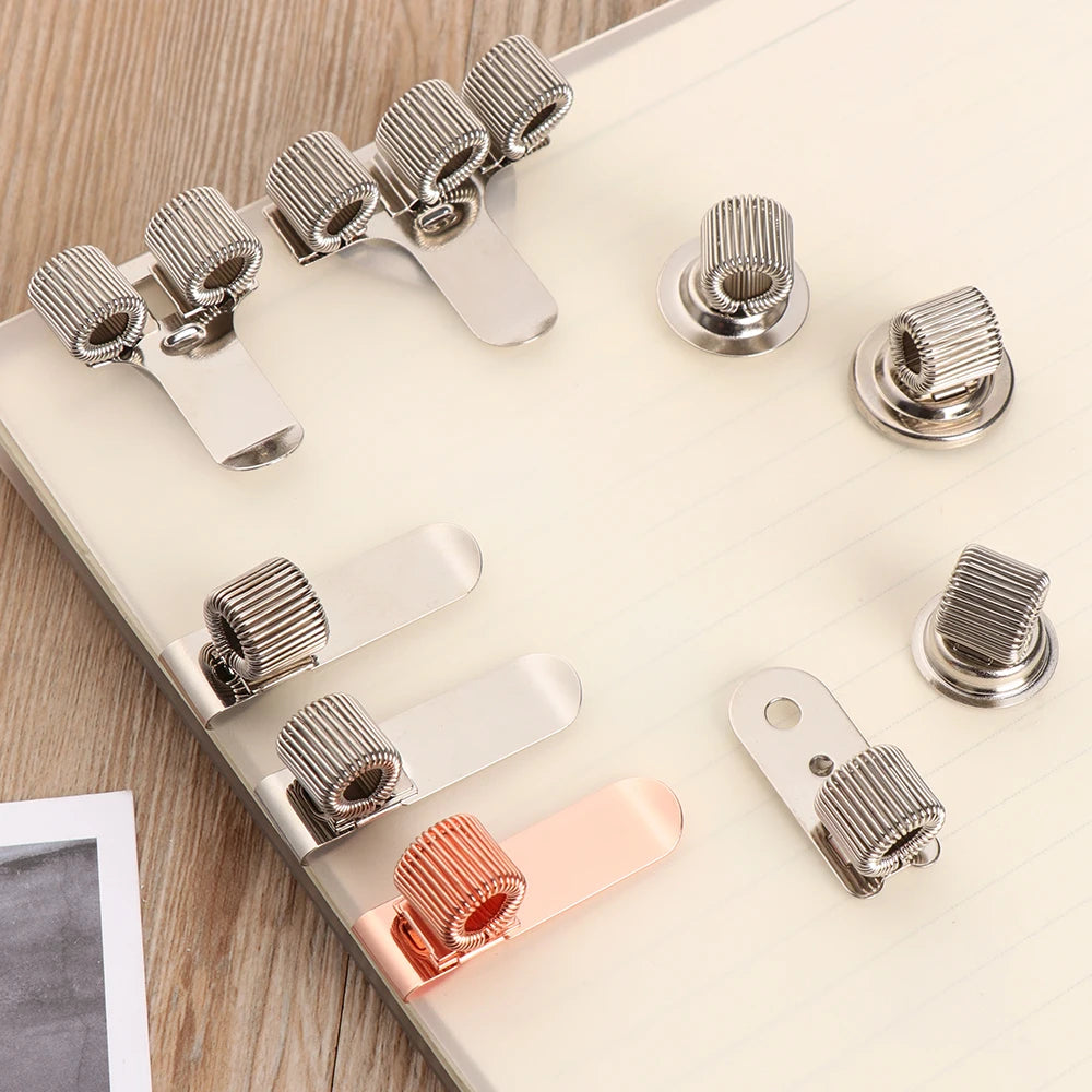 1 PCS Spring Pen Clip Metal Pencil Holder Single Hole Double Opening Triple Orifice Elastic Loop Portable Writing Stationery