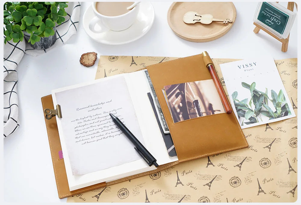 100% Genuine Leather Cover A5A6B6 Sketchbook Planner with Grid Blank Insert Retro Notebooks and Journals Diary Cover Stationery