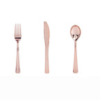 10/16PCS Rose gold disposable tableware table knife fork spoon cutlery birthday party decorations wedding gender reveal supplies