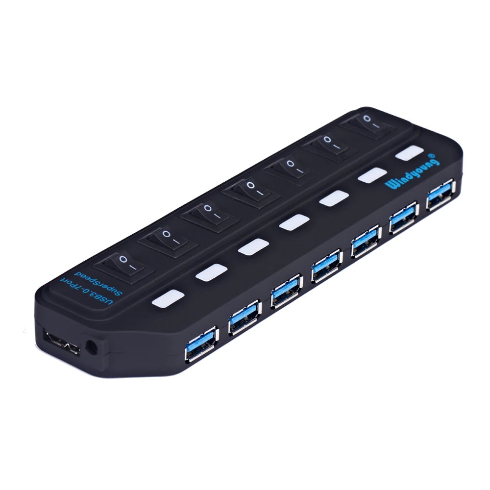 USB 3.0 HUB Multi USB Splitter 4/7 Port Expander High Speed USB 3.0 Hab with Power Adapter USB 3.0 Hub with Switch for Laptop PC