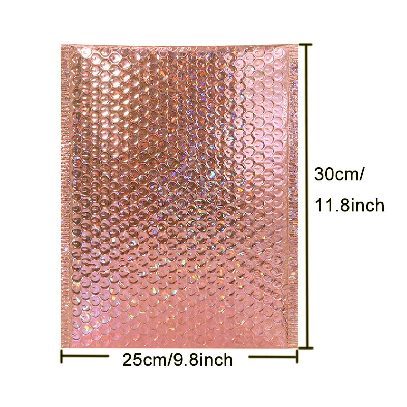 10PCS Holographic Metallic Bubble Mailer Laser Gift Bags Glamour Colorful Foil Bubble Envelopes Padded Shipping Mailing Envelope