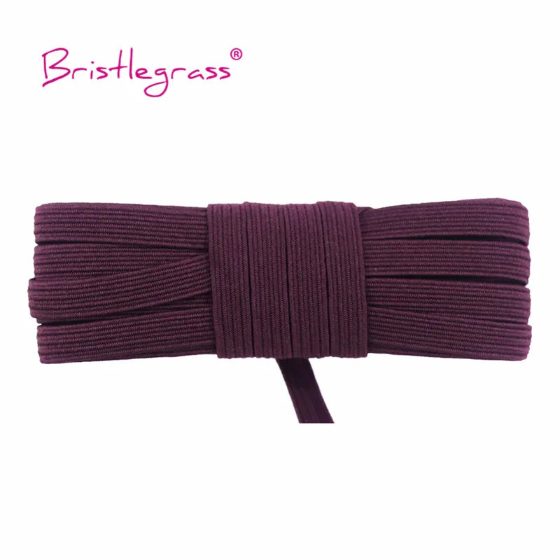 BRISTLEGRASS 2 5 10 Yard 1/4" 6mm Flat Skinny Elastic Cord Glitter Latex Rubber Band Rope Notebook Earloop Dress DIY Sewing Trim