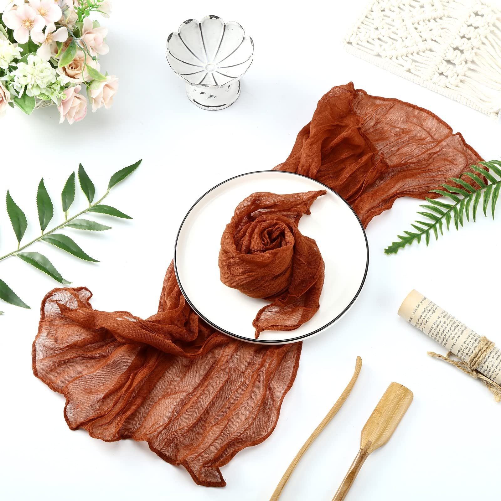 12 PCS Gauze Table Napkins 20x20 Inch Soft Cheesecloth Wrinkled Dinner Napkins for Weddings Party Reception Anniversary