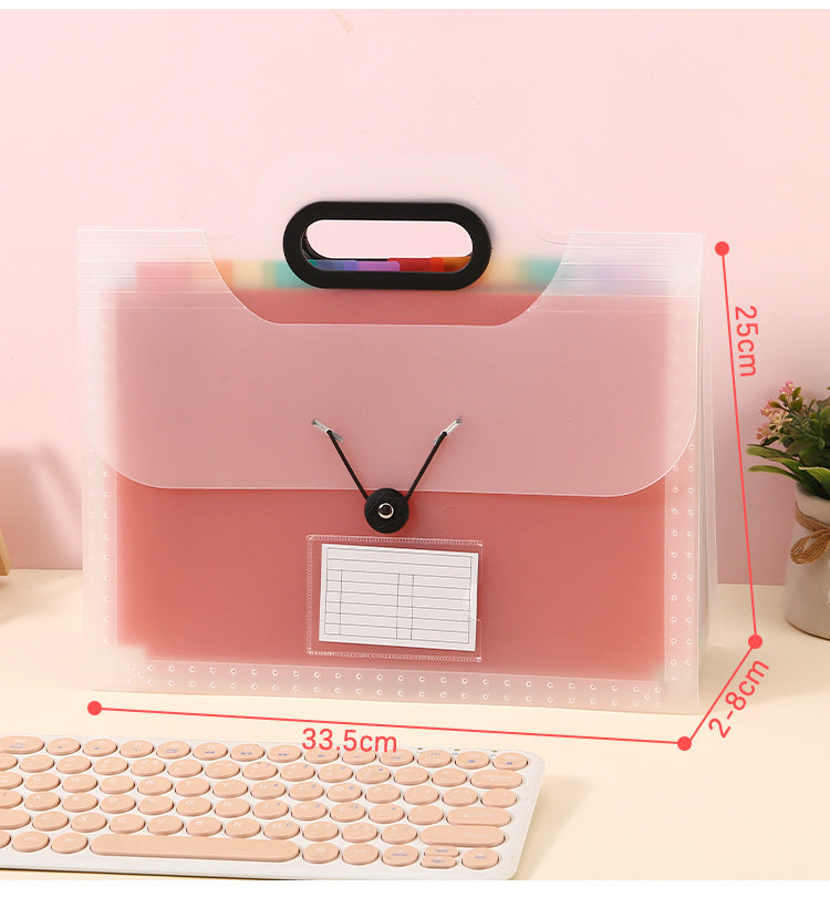 1 Piece Expandable Folder With Handle, A4 Size Black And White Portable Accordion Folder, 13 Flap Pocket Pants
