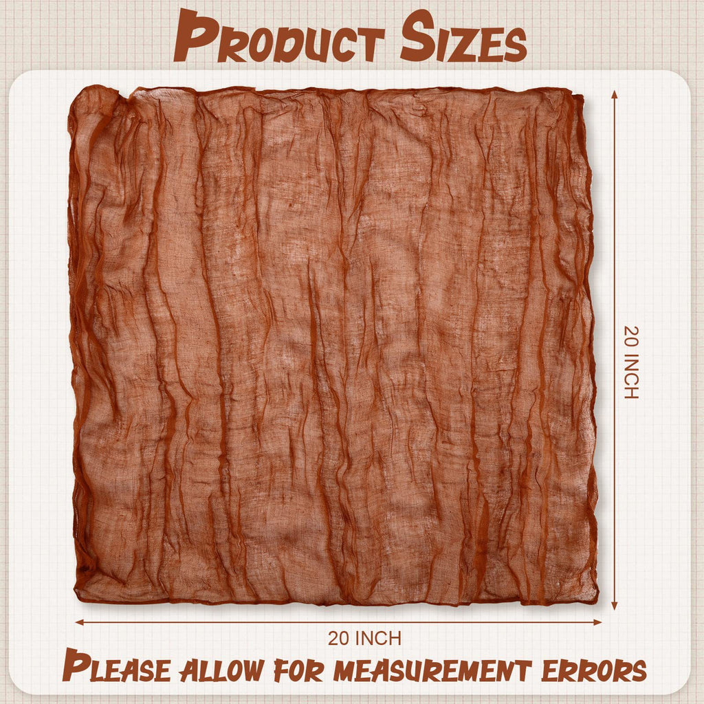 12 PCS Gauze Table Napkins 20x20 Inch Soft Cheesecloth Wrinkled Dinner Napkins for Weddings Party Reception Anniversary