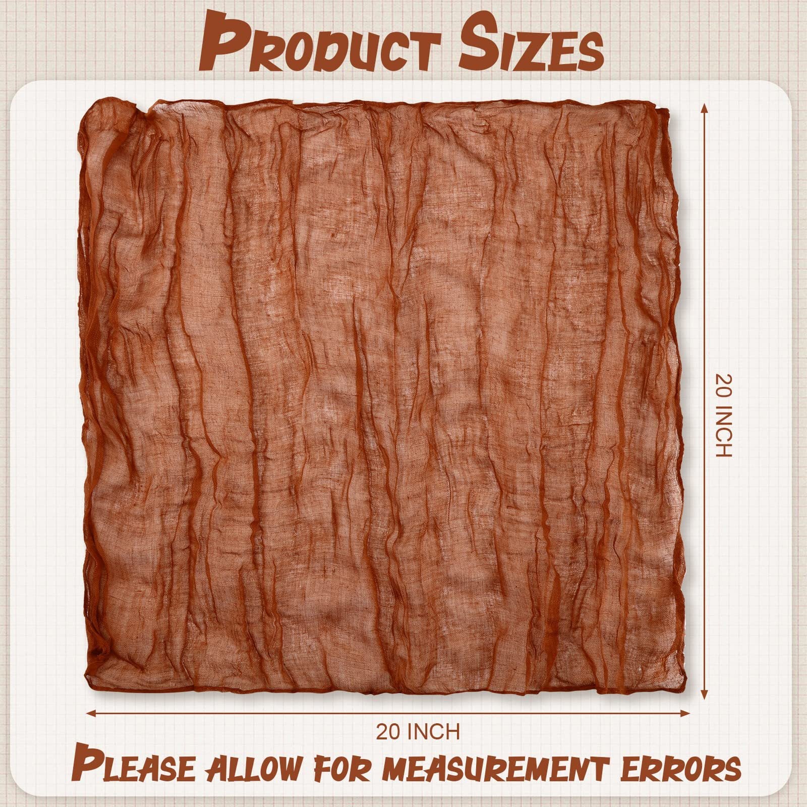 12 PCS Gauze Table Napkins 20x20 Inch Soft Cheesecloth Wrinkled Dinner Napkins for Weddings Party Reception Anniversary